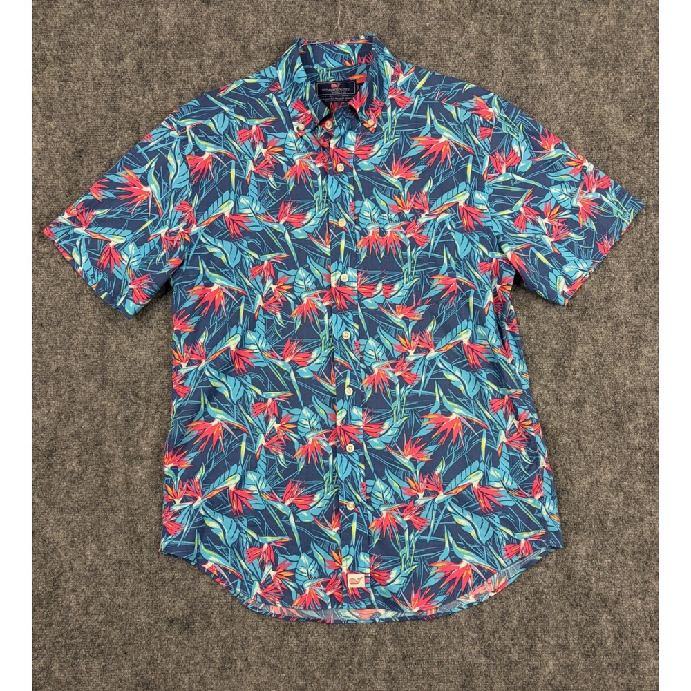Vineyard Vines Mens M Classic Fit Murray Shirt Bird of Paradise Tropical Floral